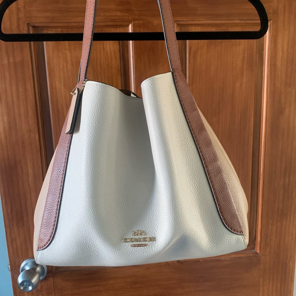 Coach Two-Tone Cream and Brown Leather Shoulder Bag